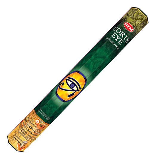 HEM Horus Eye Incense Sticks – sacred fragrance inspired by the Egyptian symbol for protection and spiritual insight.
