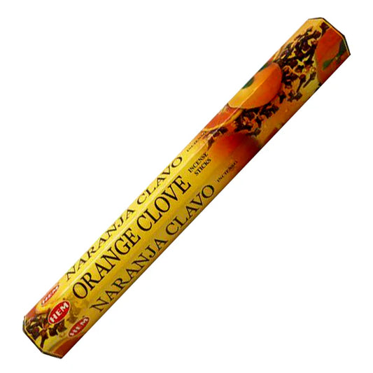 HEM Orange Clove Incense Sticks – bright citrus and spicy clove scent to uplift and energize your space.
