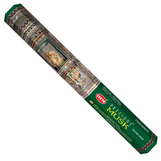 HEM Precious Musk Incense Sticks – rich musk aroma perfect for grounding and creating a warm, inviting space.
