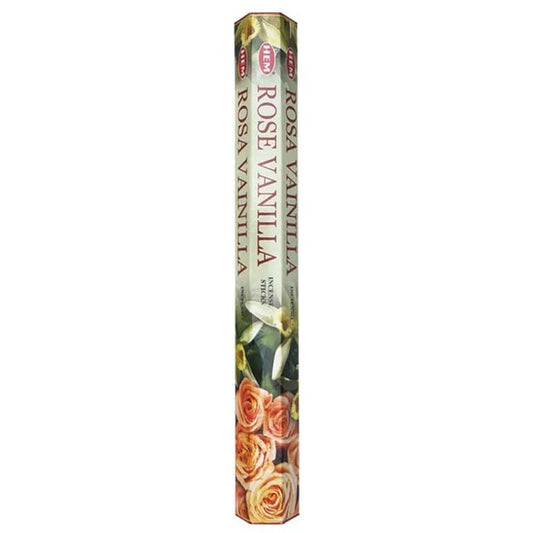 HEM Rose Vanilla Incense Sticks – sweet floral and vanilla scent perfect for creating a warm, soothing atmosphere.
