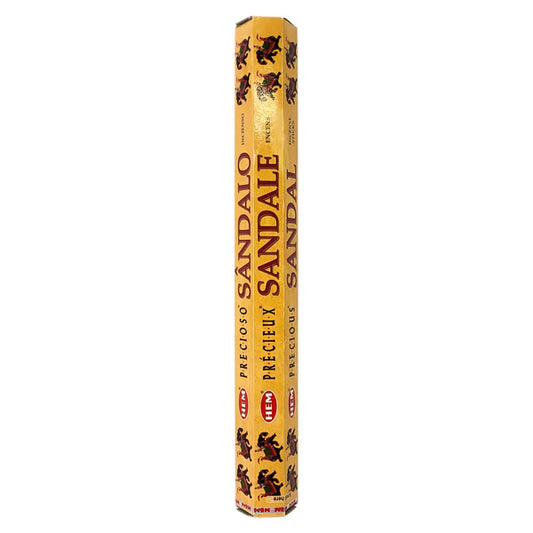 HEM Sandal Incense Sticks – soothing sandalwood fragrance ideal for meditation, relaxation, and spiritual clarity.
