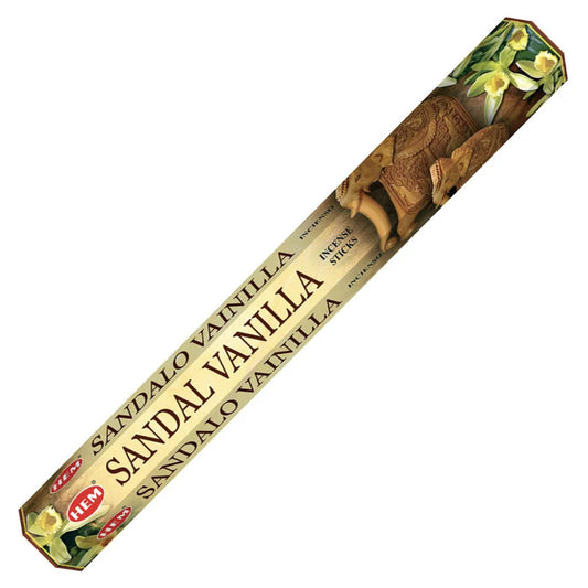 HEM Sandal Vanilla Incense Sticks – warm blend of sandalwood and vanilla creating a cozy, soothing atmosphere.
