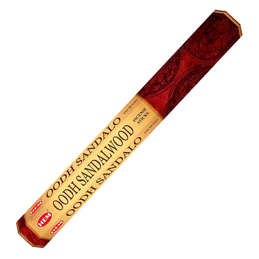HEM Sandalwood Incense Sticks – classic sandalwood aroma promoting relaxation, meditation, and spiritual clarity.
