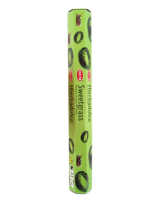 HEM Sweet Grass Premium Incense Sticks – fresh, herbal aroma traditionally used for purification and spiritual rituals.
