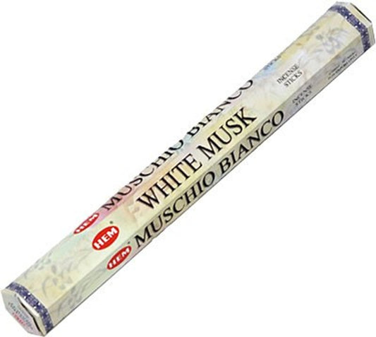 HEM White Musk Incense Sticks – soft, sensual musk fragrance that creates a calming and inviting atmosphere.
