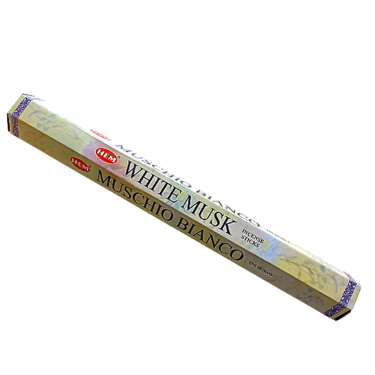 HEM White Musk Incense Sticks – soft, sensual musk fragrance that creates a calming and inviting atmosphere.
