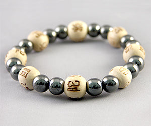 Hematite Happiness & Strength 8MM With White Karma Beads Bracelets - Lucky Karma Beads