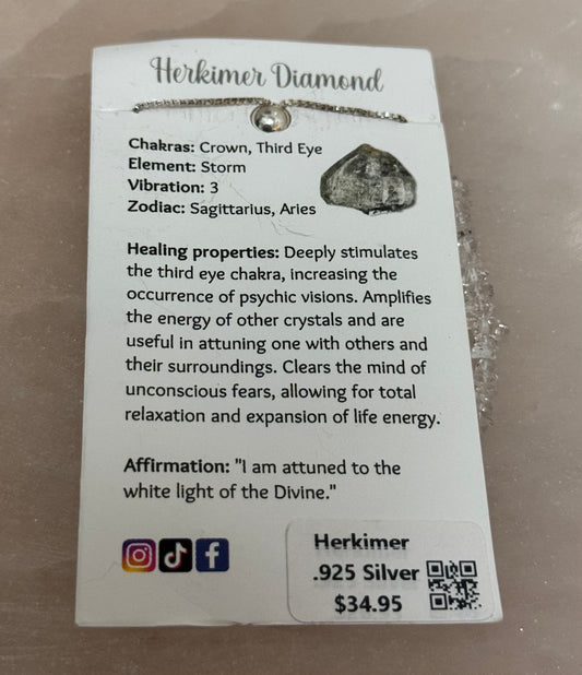 Herkimer Diamond 925 Sterling Silver Bracelet – elegant natural crystal jewelry with high-quality silver setting for everyday wear.
