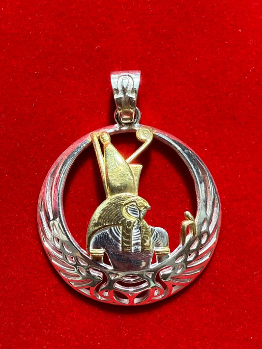 Horus Insight Gold Plated Sterling Silver Pendant – elegant jewelry featuring Eye of Horus symbol with gold plating representing protection and wisdom.
