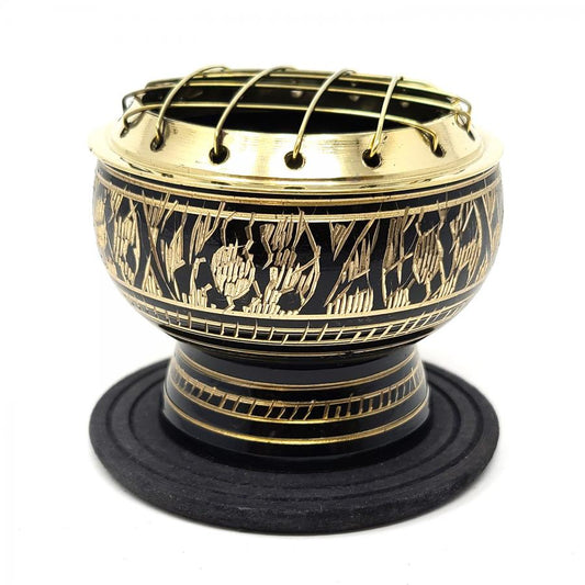 Black 2.5" Diameter Burner With Brass Screen & Coaster