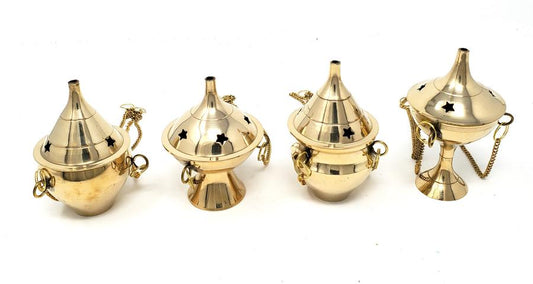 Brass Hanging Censer Burner 3.75" Table Top, 8.5" Hanging Size