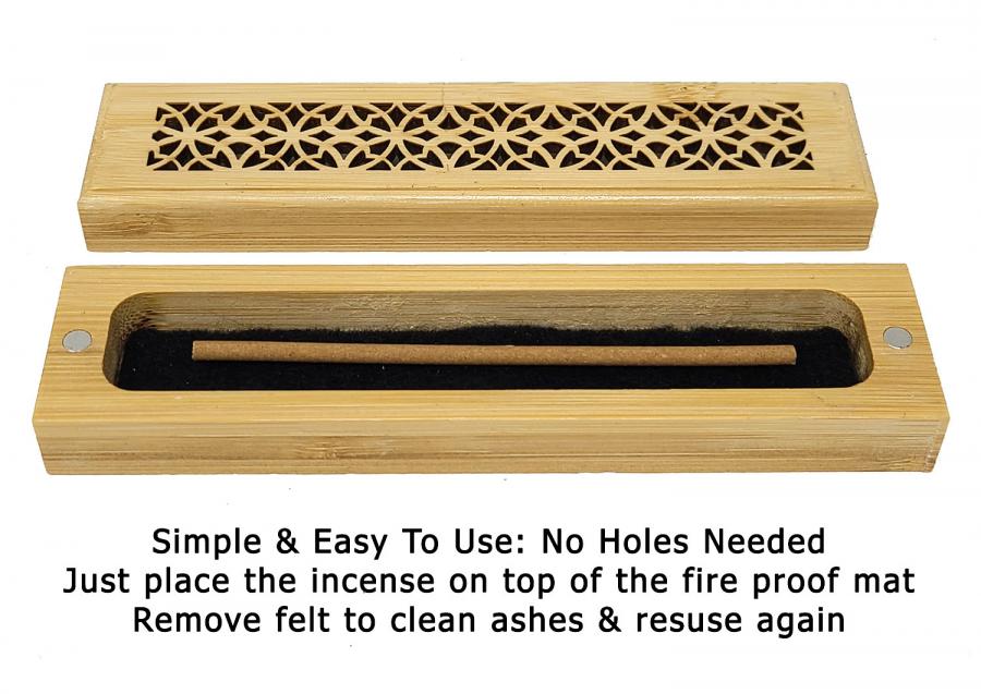 Natural Finish Wood Box Incense Burner Small Size