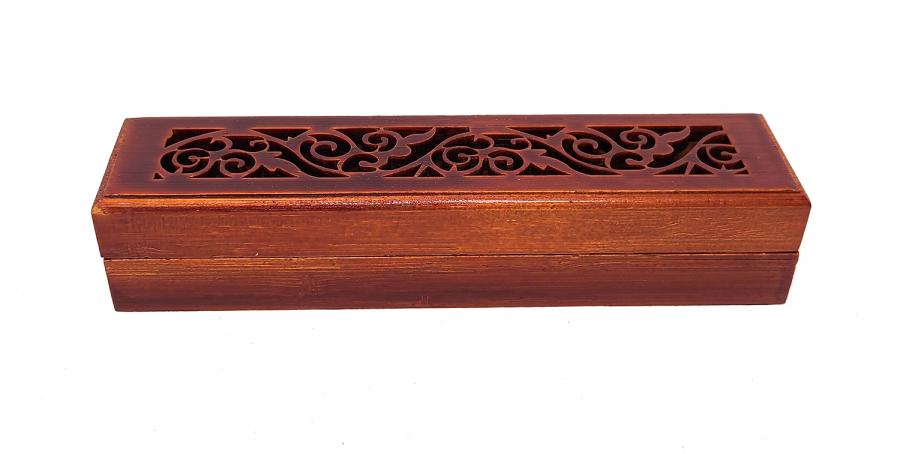 Rosewood Finish Wood Box Incense Burner 6x1.5"