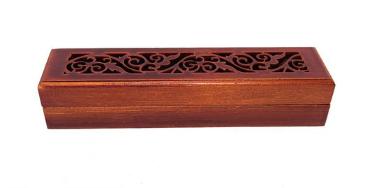 Rosewood Finish Wood Box Incense Burner 6x1.5"