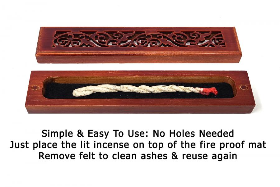 Rosewood Finish Wood Box Incense Burner 6x1.5"