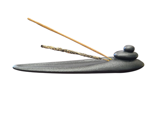 Ceramic Spa-Style Incense Burner – Holds 2 Sticks, 10"L x 2"H