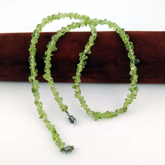 Peridot Chips Stone Choker Necklace 18" with Clasp