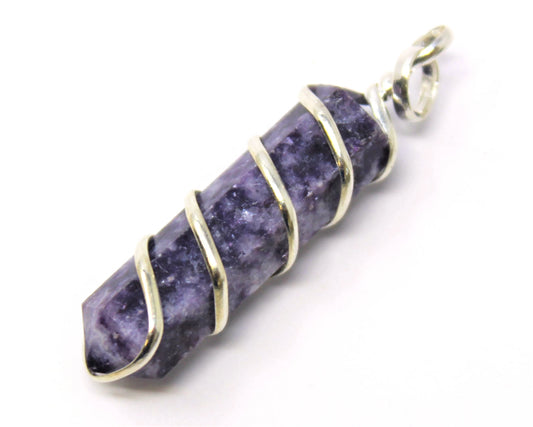 Lepidolite Coil Wrapped Point Pendant