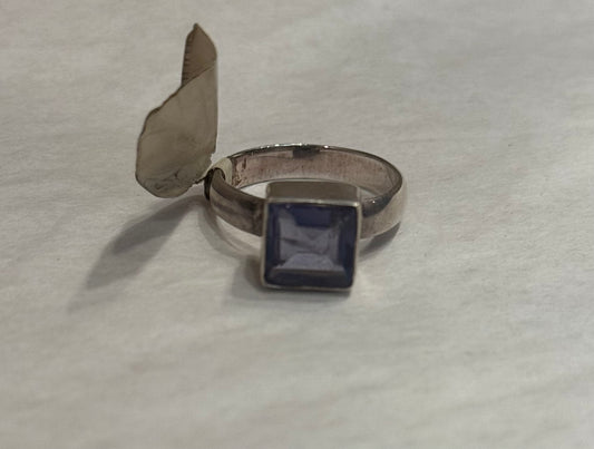 Iolite Faceted Sterling Silver Ring size 7 – deep blue faceted crystal jewelry known for enhancing intuition and clarity.
