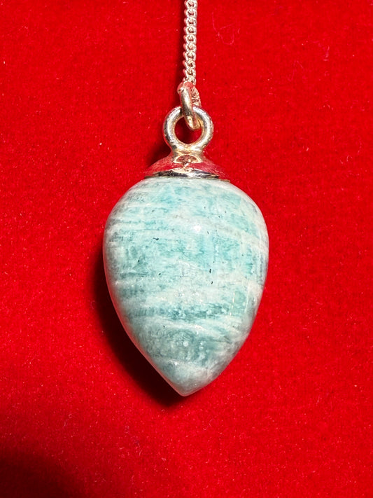 Jade Drop Sterling Silver Pendulum – elegant divination tool featuring smooth jade drop stone symbolizing harmony and balance.

