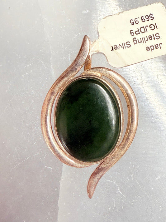 Jade Sterling Silver Pendant – classic crystal jewelry symbolizing harmony, prosperity, and protection.
