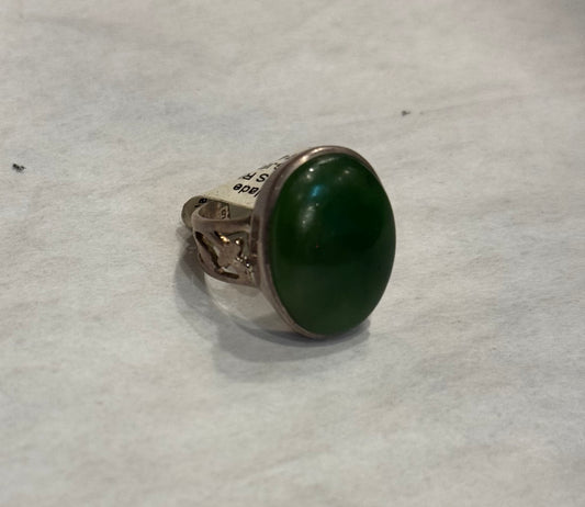 Jade Sterling Silver Ring size 9 – elegant green crystal jewelry symbolizing luck, harmony, and balance.
