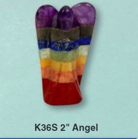 7 Chakra Stone Stacked Angel 2"