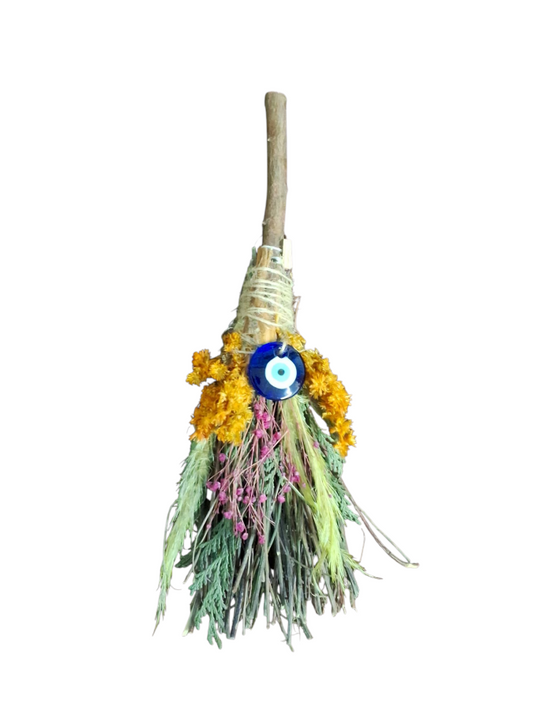 Evil Eye Ritual Herb Broom - Style 004 - 11-12"