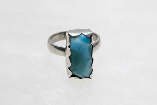 Larimar Sterling Silver Ring Size 10 – beautiful sky-blue larimar stone set in sterling silver for elegant, handcrafted jewelry.
