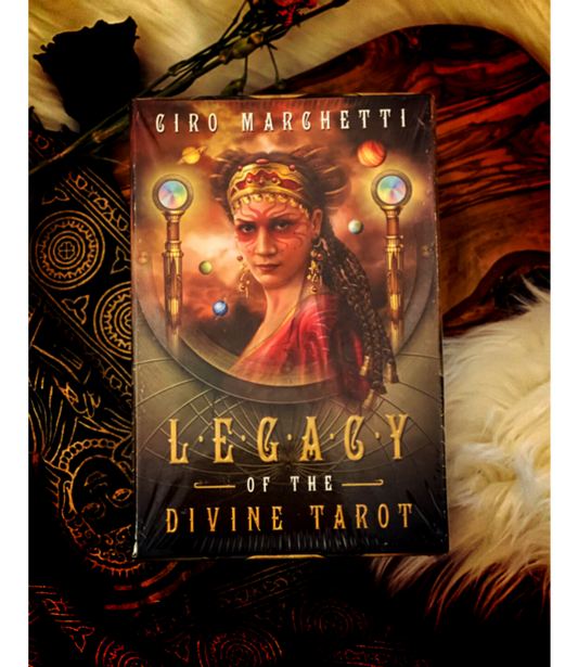 Legacy of the Divine Tarot by Ciro Marchetti – a 78-card deck featuring richly detailed, fantasy-inspired artwork and a 312-page guidebook.
