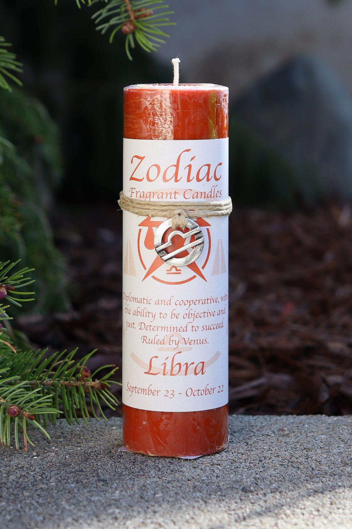 Libra Zodiac Scented Candle with pewter pendant