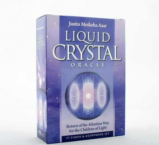 Liquid Crystal Oracle by Justin Moikeha Asar – a 77-card deck and guidebook exploring crystal healing and Atlantian spirituality.
