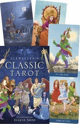 Llewellyn's Classic Tarot by Barbara Moore & Eugene Smith – 78-card deck featuring vibrant, modern illustrations inspired by the traditional Rider-Waite-Smith system, designed for intuitive readings and spiritual insight.

