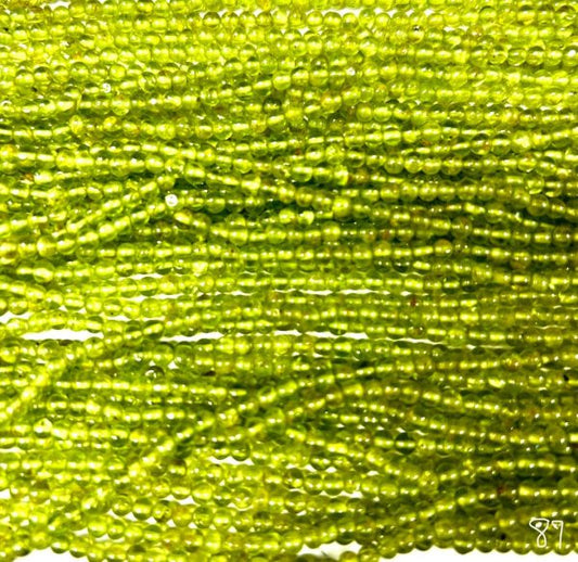 Peridot 3mm Round Beads Strand 14"