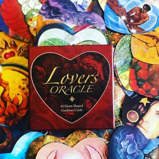 Lovers Oracle: Heart-Shaped Fortune Telling Cards by Toni Carmine Salerno – A 45-card deck featuring romantic imagery and messages for love and relationships.
