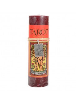 Lovers Tarot Scented Candle with Charm – romantic candle inspired by the Lovers tarot card, symbolizing love, union, and harmony.
