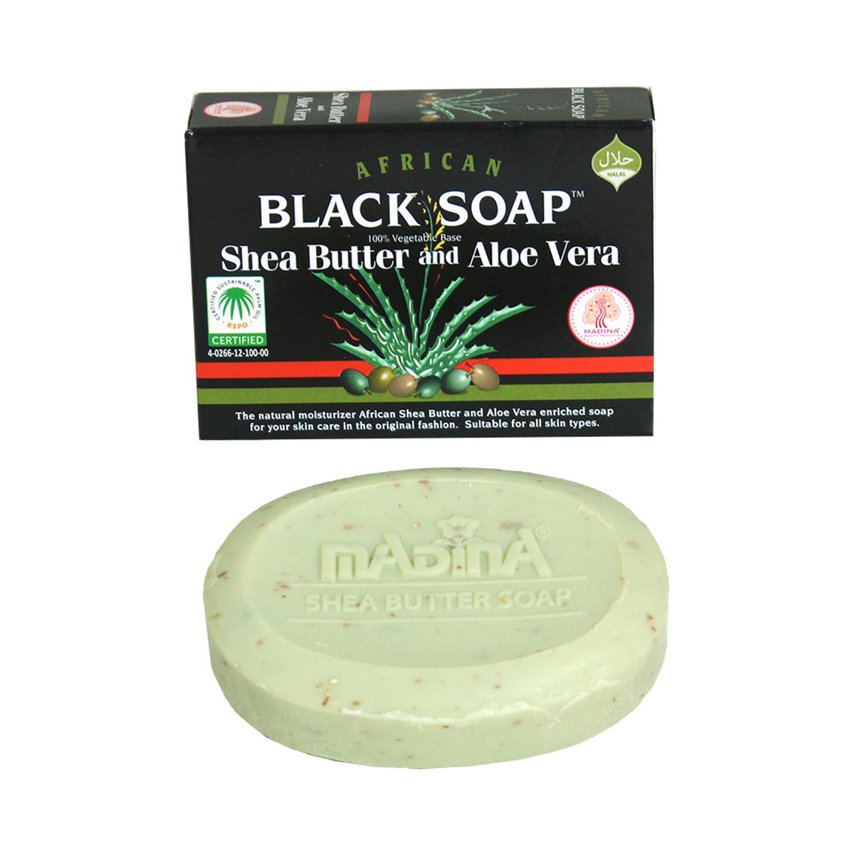 AFRICAN BLACK SOAP SHEA BUTTER & ALOE VERA 3.5oz