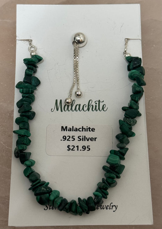 Malachite 925 Silver Bracelet – striking green malachite stones set in sterling silver, perfect for bold and elegant jewelry lovers.
