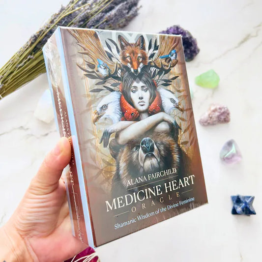 Medicine Heart Oracle by Alana Fairchild & Sophie Wilkins – a 44-card deck and 368-page guidebook connecting you to the Divine Feminine through shamanic wisdom, featuring stunning artwork and profound messages.
