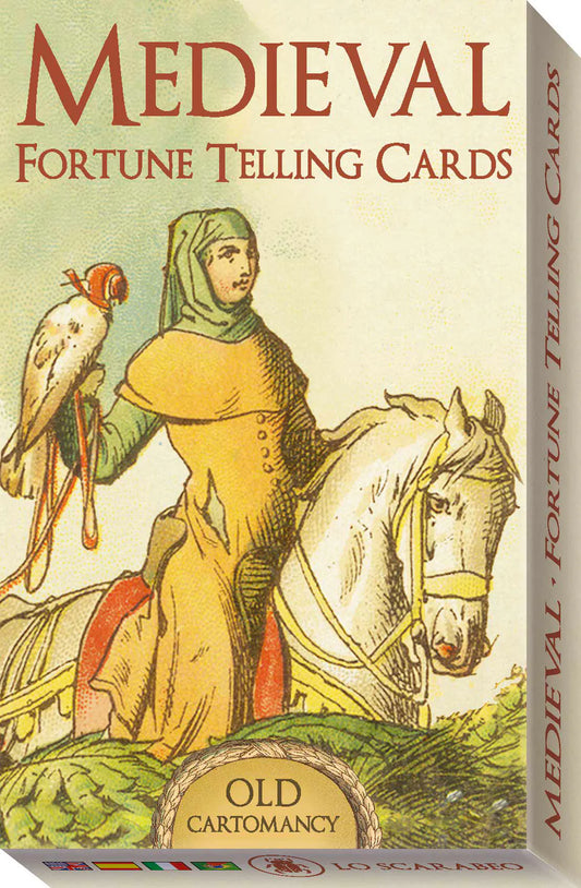 Medieval Fortune Telling Cards by Lo Scarabeo – 36-card deck inspired by 18th-century Southern German cartomancy, featuring suits of Acorns, Leaves, Hearts, and Bells.
