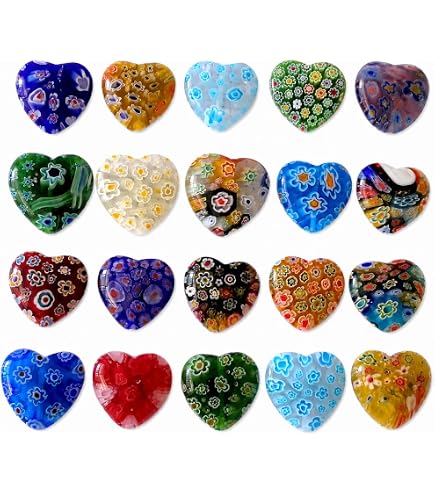 Millefiori Glass 30mm Heart