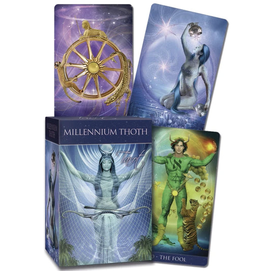 Millennium Thoth Tarot by Renata Lechner – a 78-card deck blending Crowley’s Thoth symbolism with modern digital artistry for intuitive readings.
