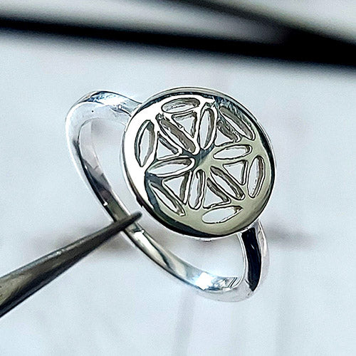Flower Of life Sterling Silver Rings Size 6