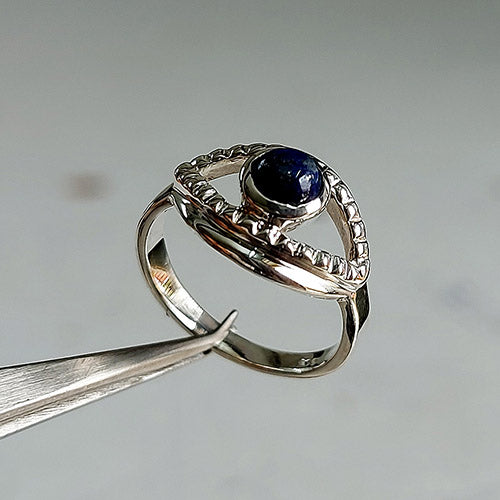 Lapis Lazuli Evil Eye Warding of Evil Sterling Silver Ring