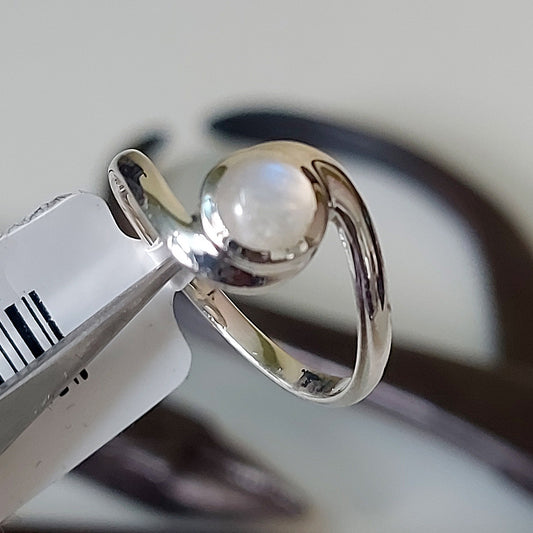 Rainbow Moonstone Wrapped In Hope Sterling Silver Ring Size 6