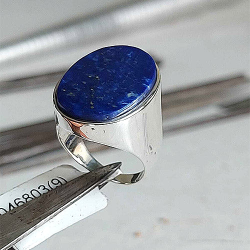 Lapis Lazuli Signet Mens Sterling Silver Ring Size 9