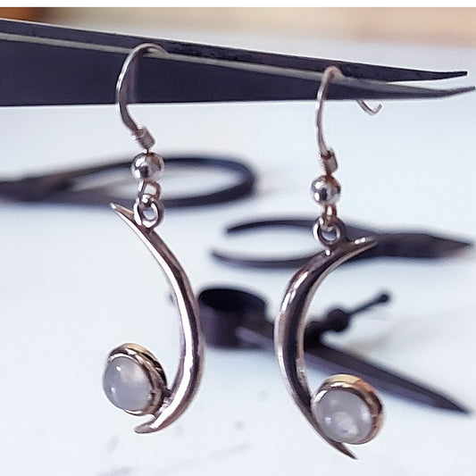 Rainbow Moonstone Twilight Sterling Silver Dangling Earrings