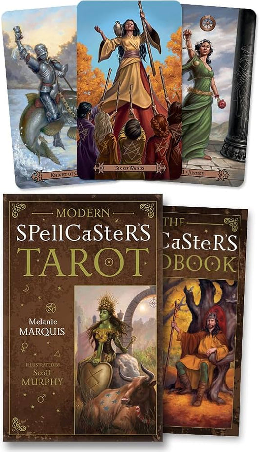 Modern Spellcaster's Tarot by Melanie Marquis – a 78-card deck blending classic symbolism with modern pagan themes and diverse artwork.
