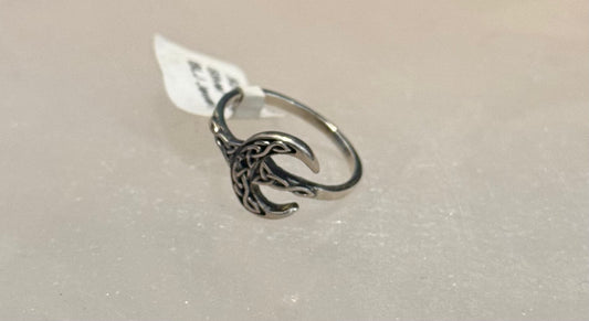 Moon Celtic Night Sterling Silver Ring size 6 – elegant silver jewelry featuring moon and Celtic designs symbolizing mystery and spirituality.
