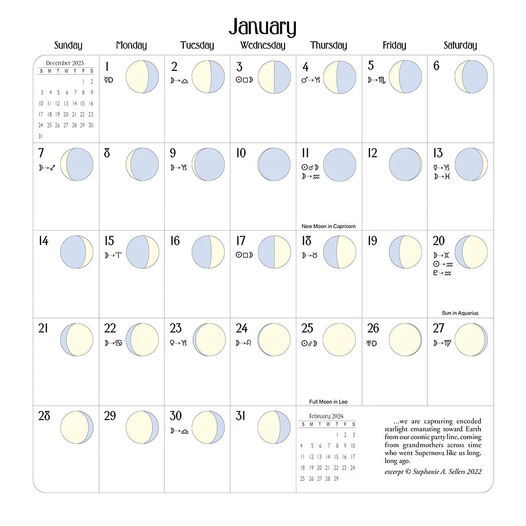 We'Moon on the Wall 2026 | Astrological Moon Phase Calendar